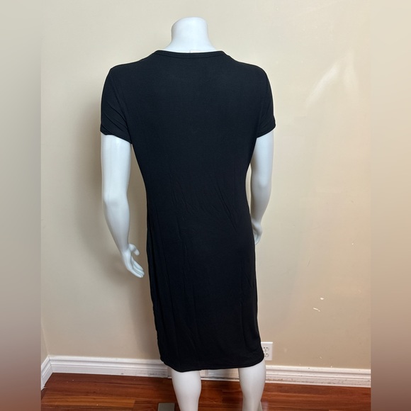 GAP - Black Midi rib-knit Dress with short sleeves. Lined. LARGE & XL - Picture 9 of 12